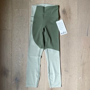 Nulu colour block hr crop 23” green twill/green fern lululemon size 0 nwt